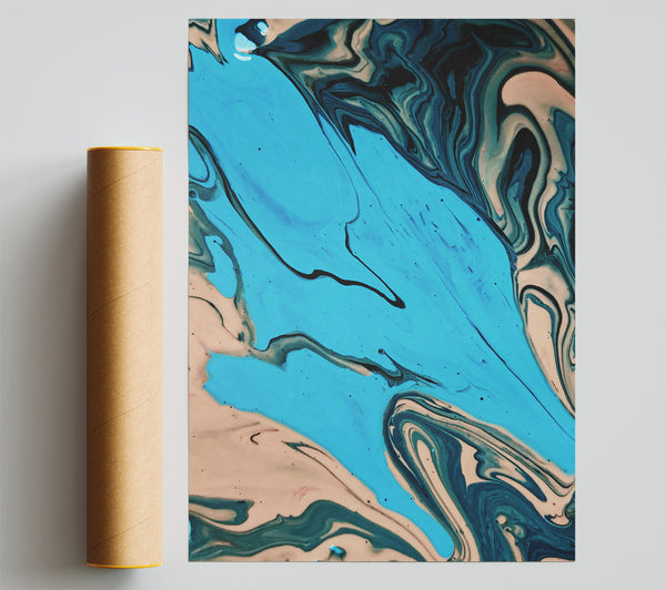 Azure Flowing Hues Poster