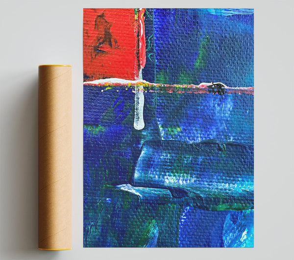 Blue Canvas Drips Giclee Print