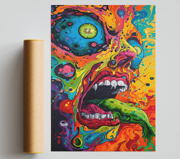 Orange Abstract Scream Print