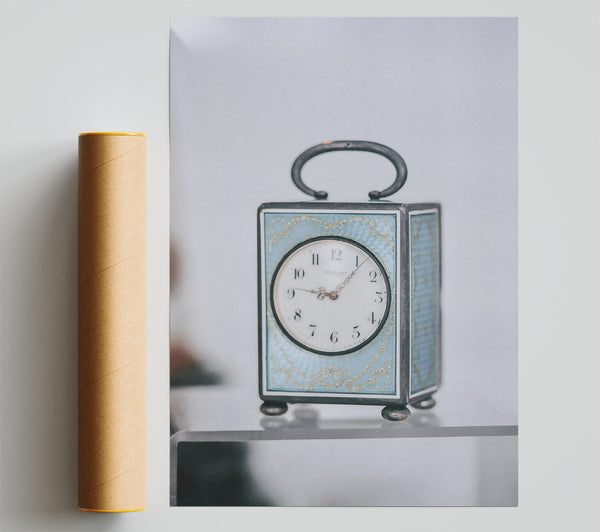 Pale Blue Antique Clock Print