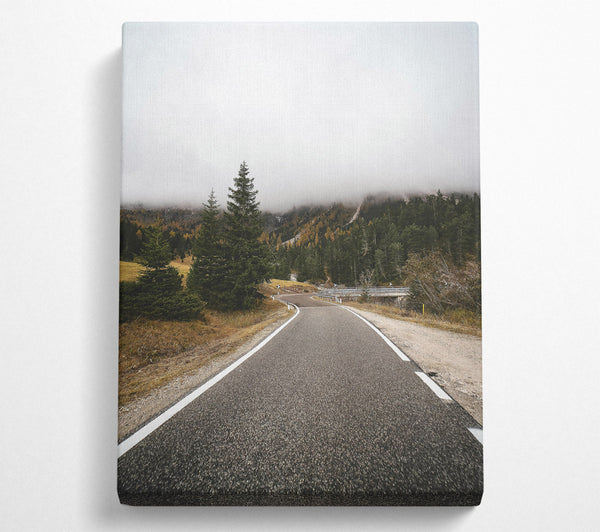  A Canvas Print of Grey Road Through Fog Canvas Wall Art