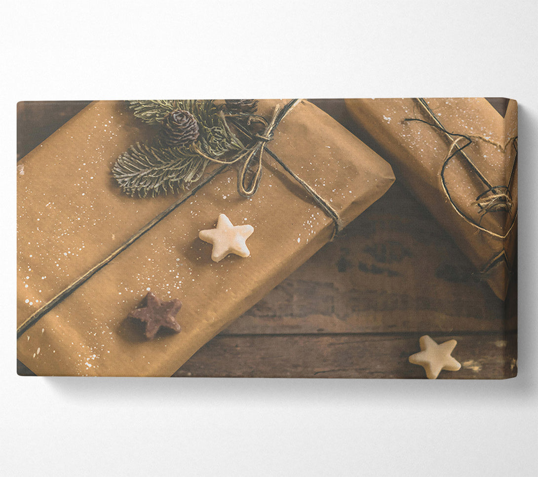  A Canvas Print of Brown Festive Stars Canvas Print