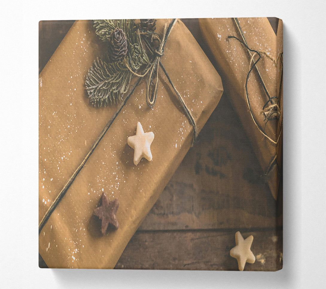  A Canvas Print of Brown Festive Stars Canvas Print