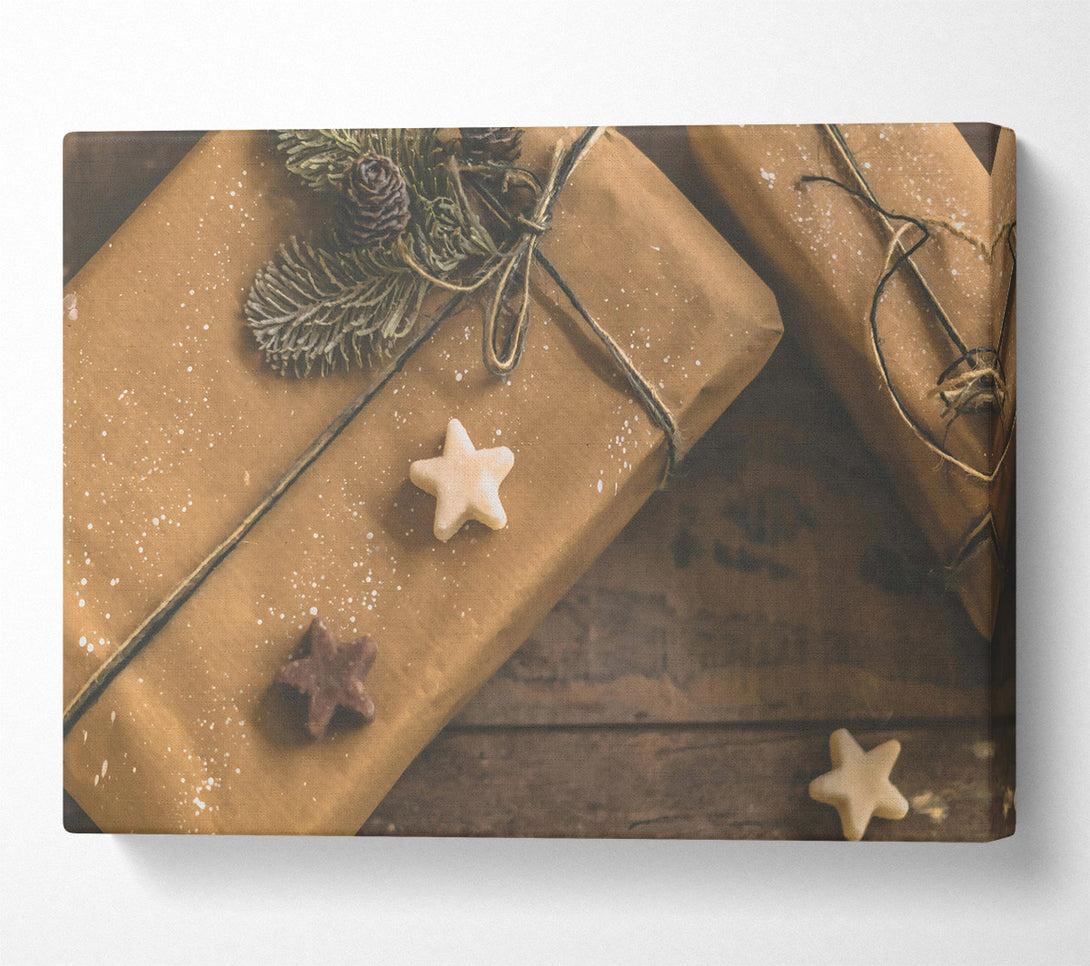  A Canvas Print of Brown Festive Stars Canvas Print