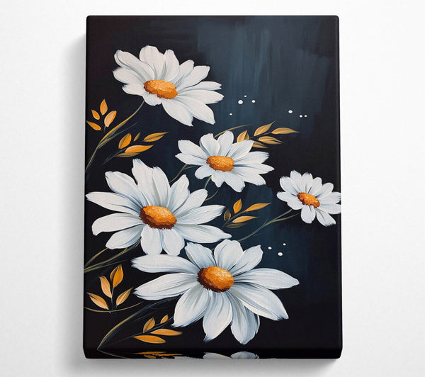  A Canvas Print of Midnight White Daisies Canvas Wall Art