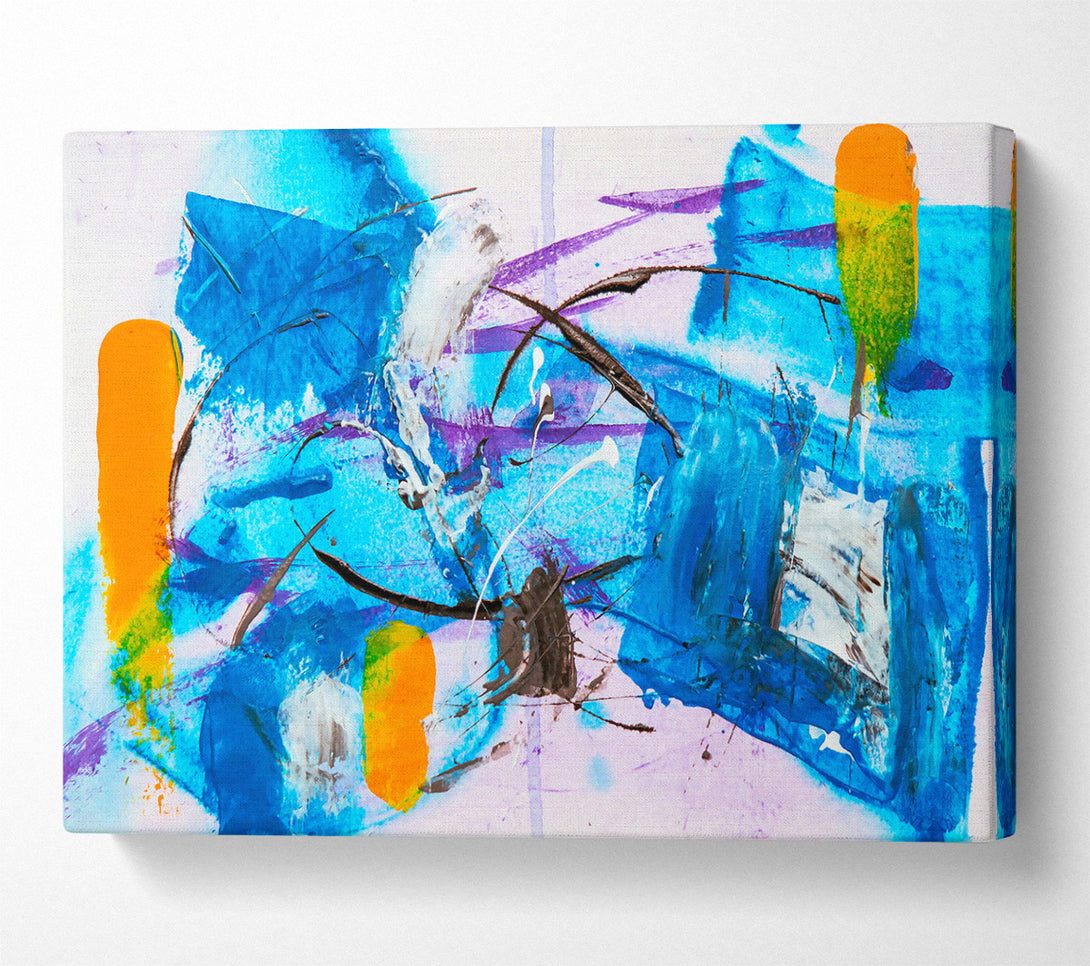  A Canvas Print of Azure Abstract Strokes Canvas Wall Art