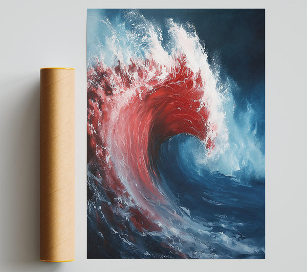 Crimson Ocean Wave Giclee Print