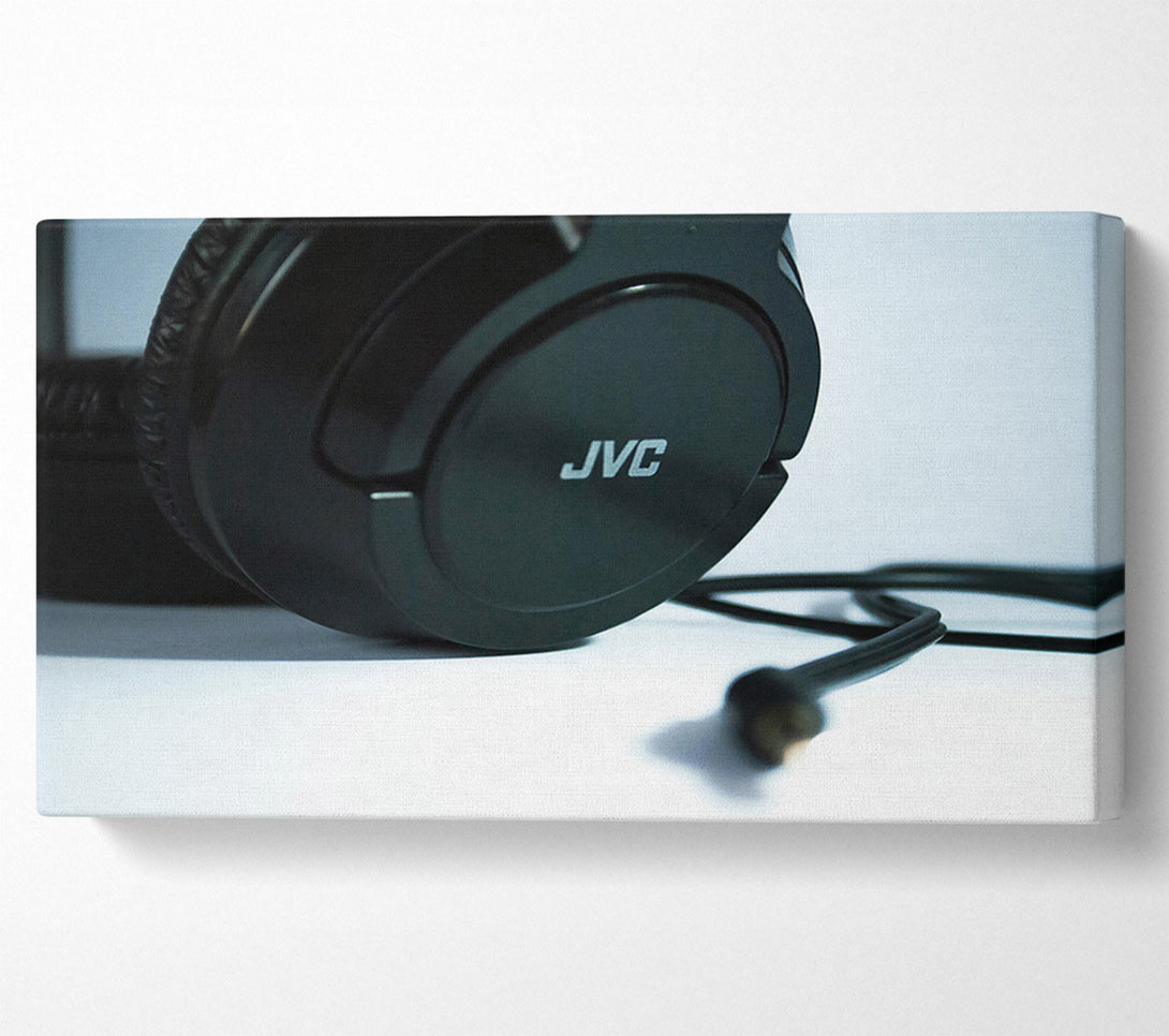  A Canvas Print of Black Headphones And Cord Canvas Print
