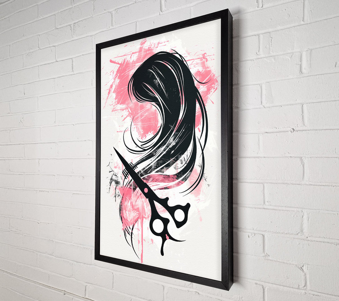  A Canvas Print of Pink Hair Scissors Canvas Wall Art