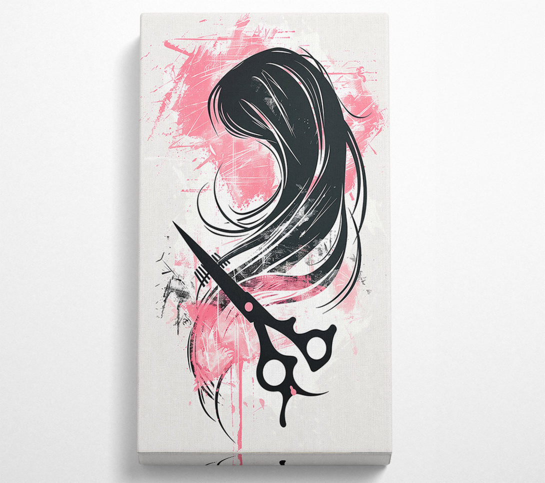  A Canvas Print of Pink Hair Scissors Canvas Wall Art