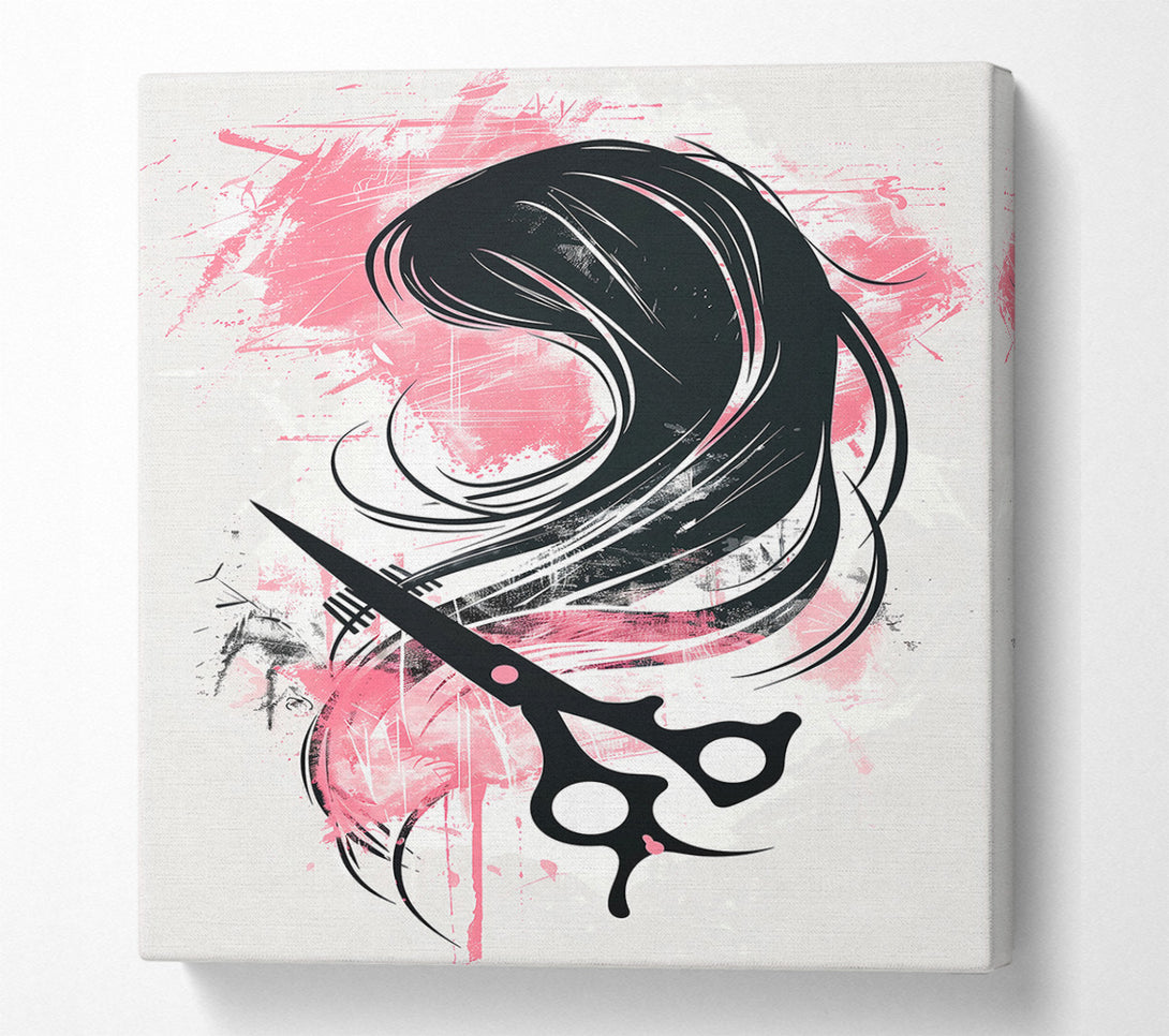  A Canvas Print of Pink Hair Scissors Canvas Wall Art