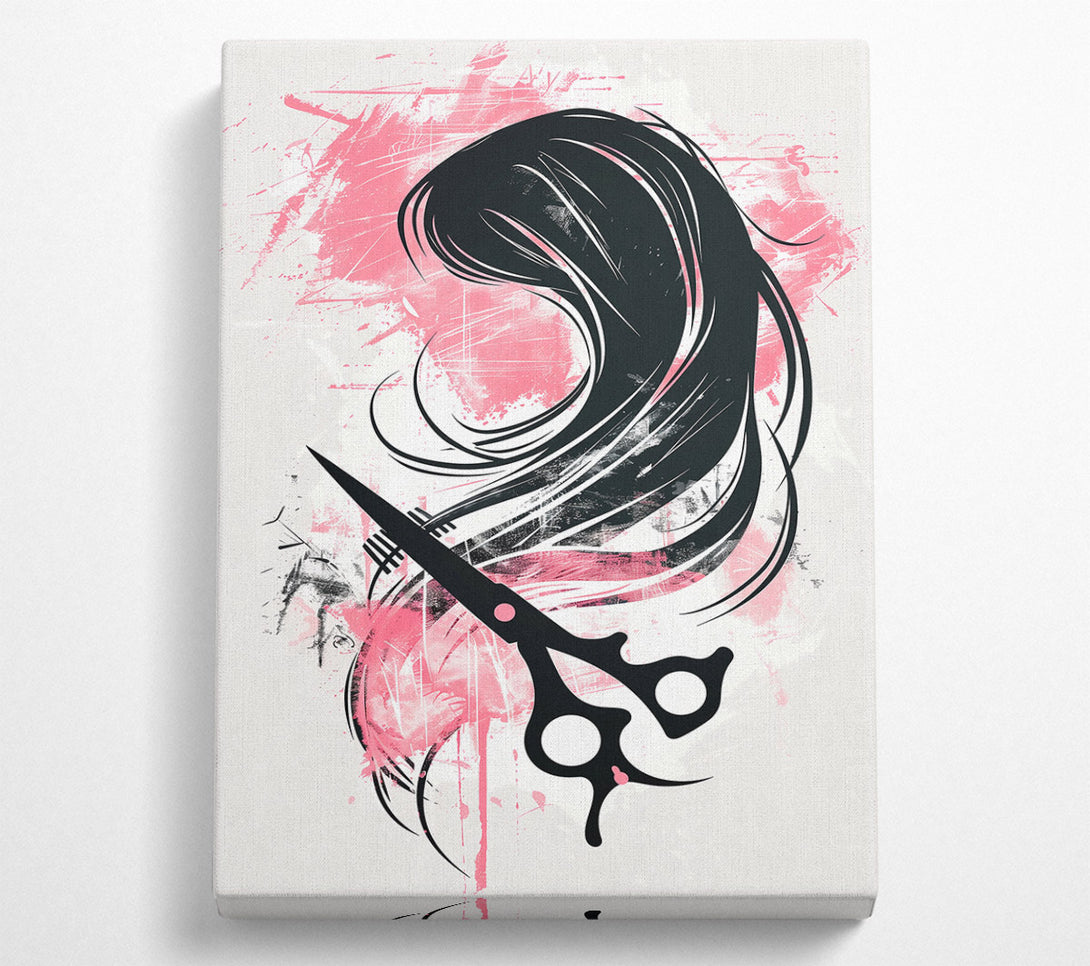  A Canvas Print of Pink Hair Scissors Canvas Wall Art
