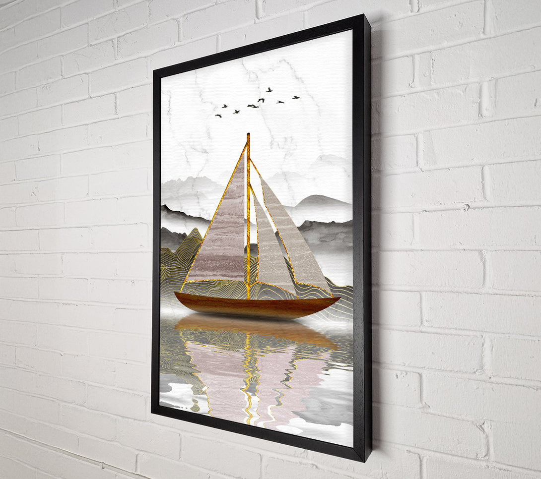  A Canvas Print of Brown And Gold Ship In The Water Canvas Print