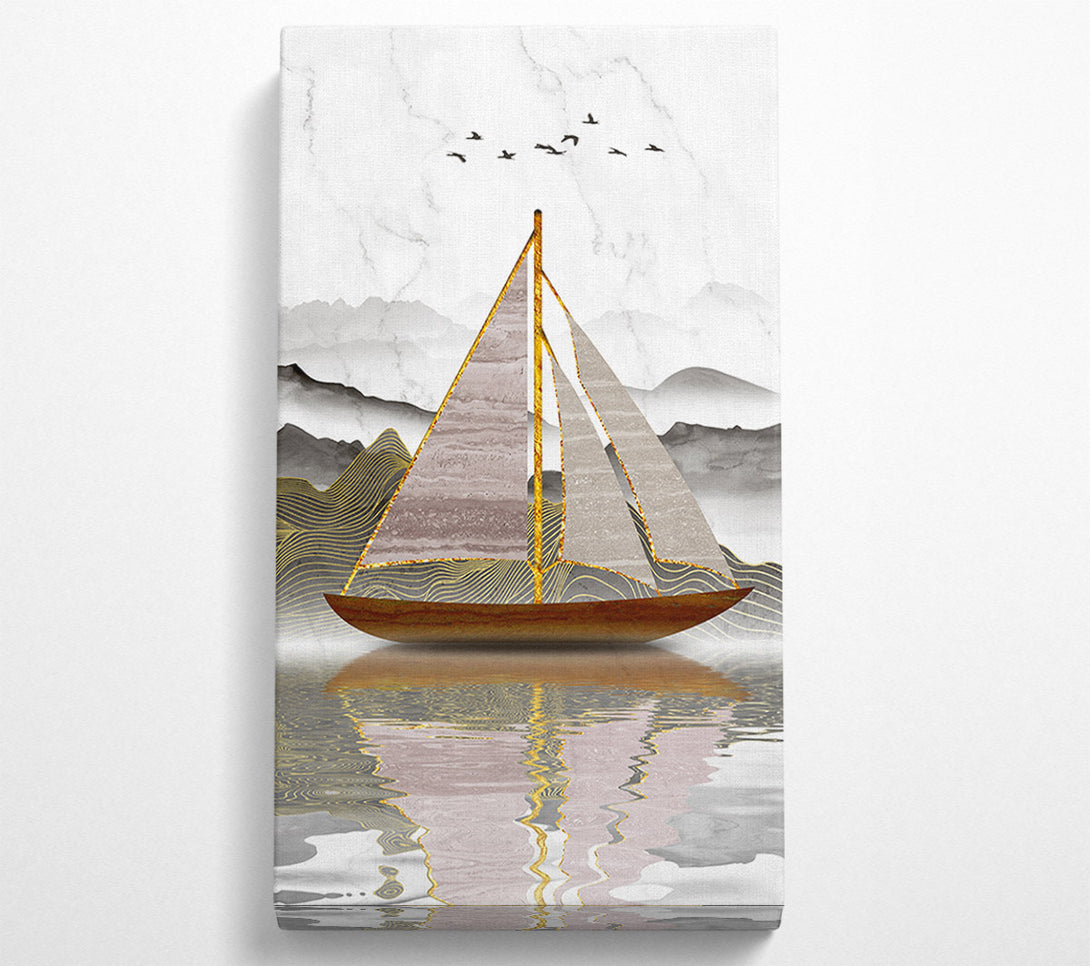  A Canvas Print of Brown And Gold Ship In The Water Canvas Print