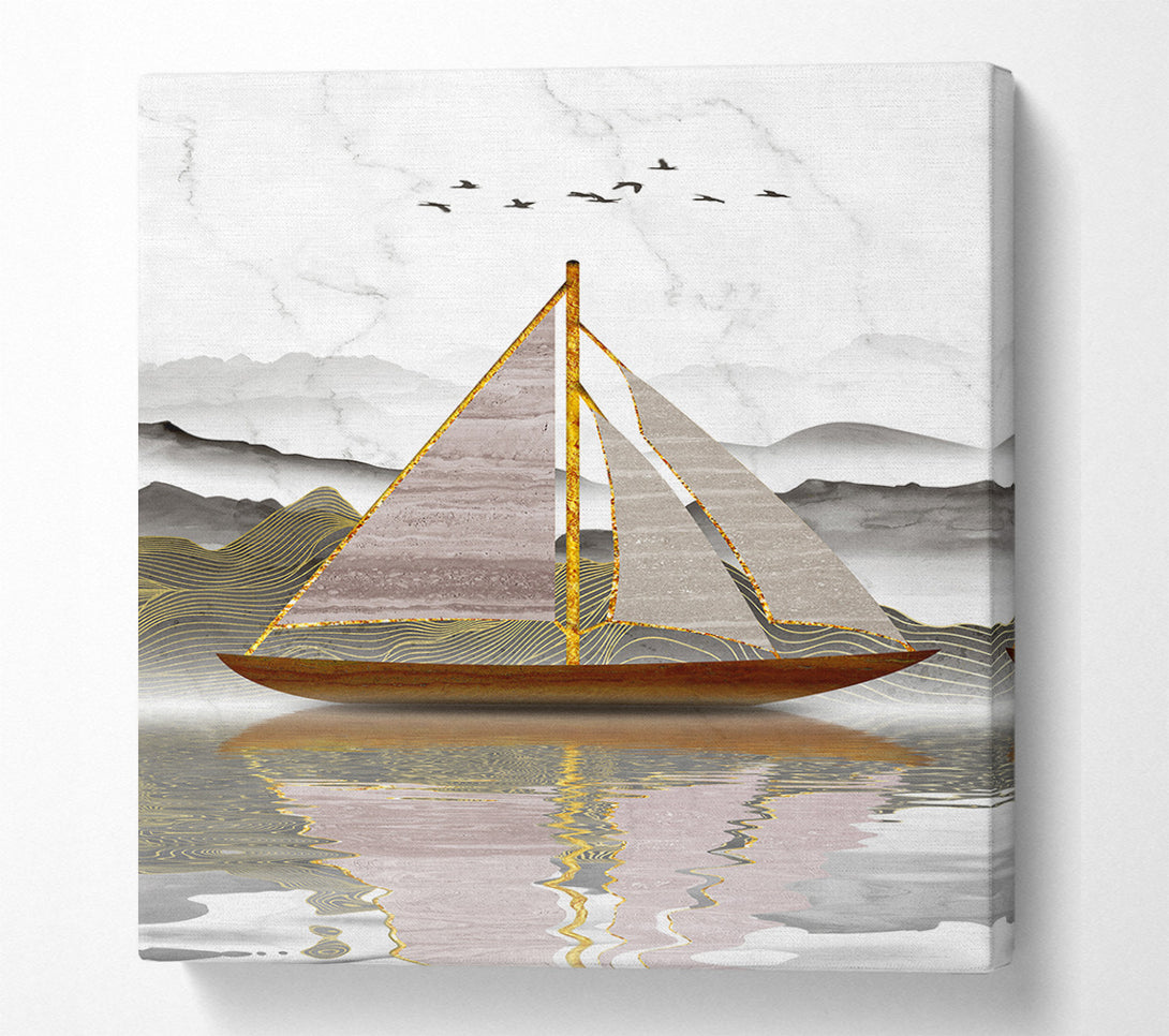  A Canvas Print of Brown And Gold Ship In The Water Canvas Print