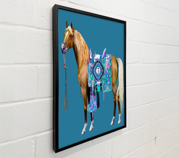 Brown Horse With Colourful Gown