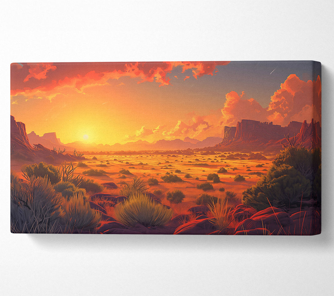  A Canvas Print of Golden Desert Sunset Canvas Print