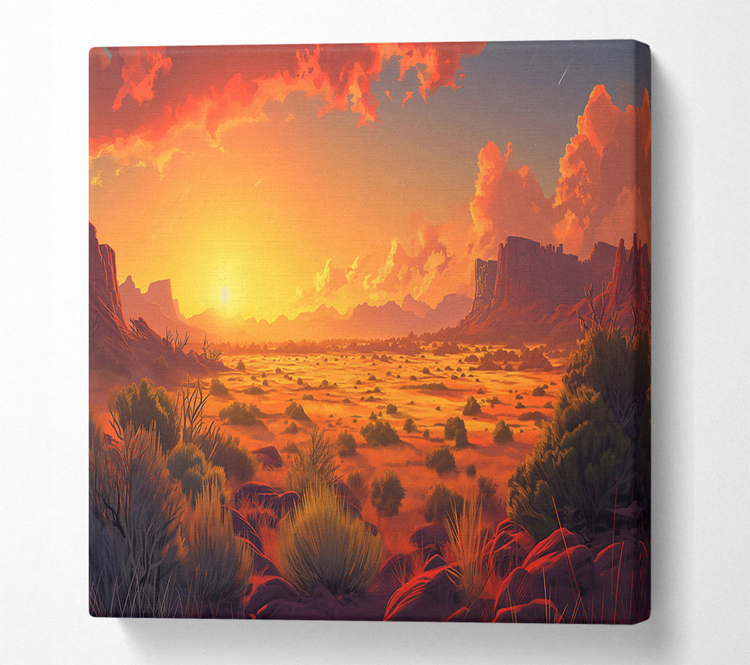  A Canvas Print of Golden Desert Sunset Canvas Print