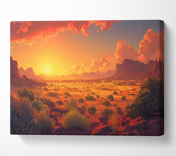  A Canvas Print of Golden Desert Sunset Canvas Print