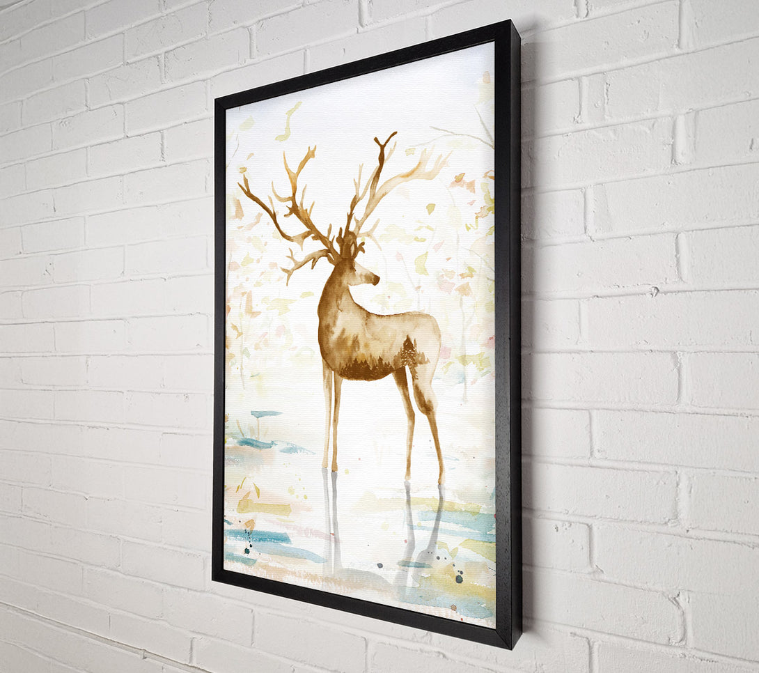  A Canvas Print of Brown Stag Watercolour Canvas Wall Art