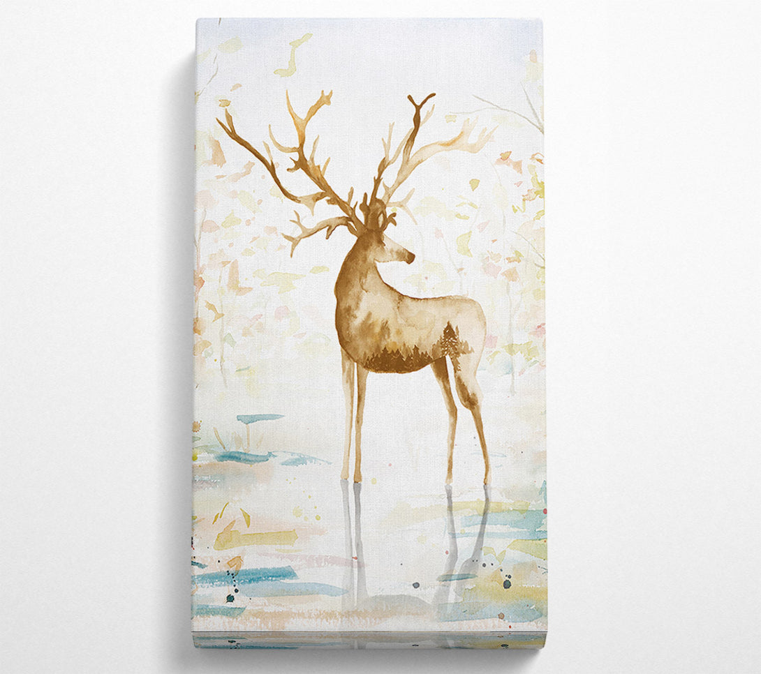  A Canvas Print of Brown Stag Watercolour Canvas Wall Art