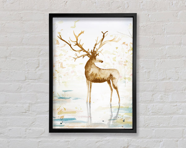 Brown Stag Watercolour Framed Print