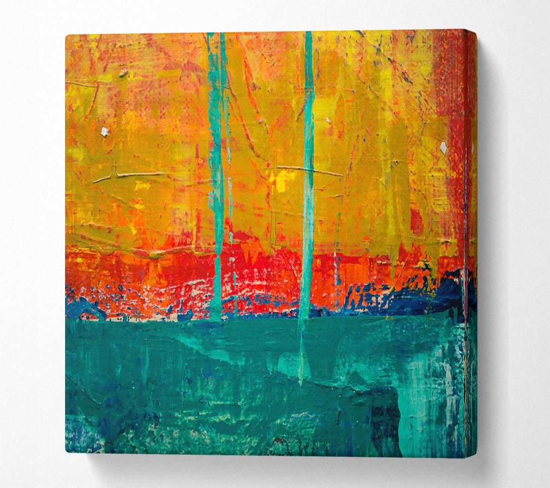  A Canvas Print of Teal Sunset Hues Canvas Art