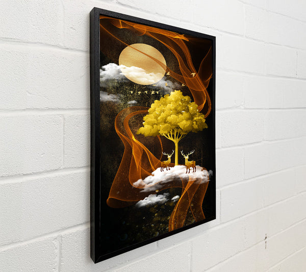 Brown Swirls With Gold Tree