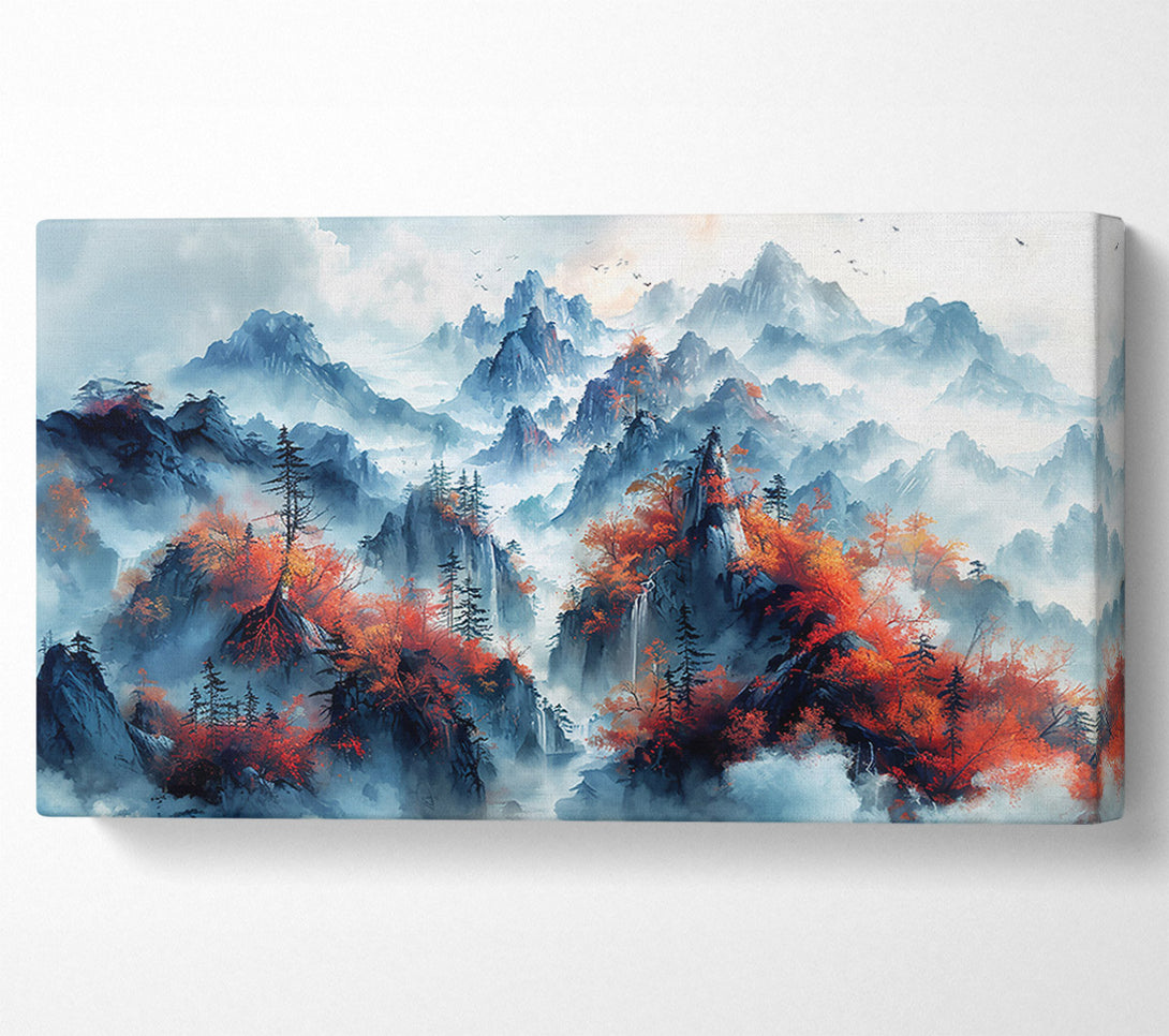 A Canvas Print of Azure Peaks In Crimson Canvas Wall Art
