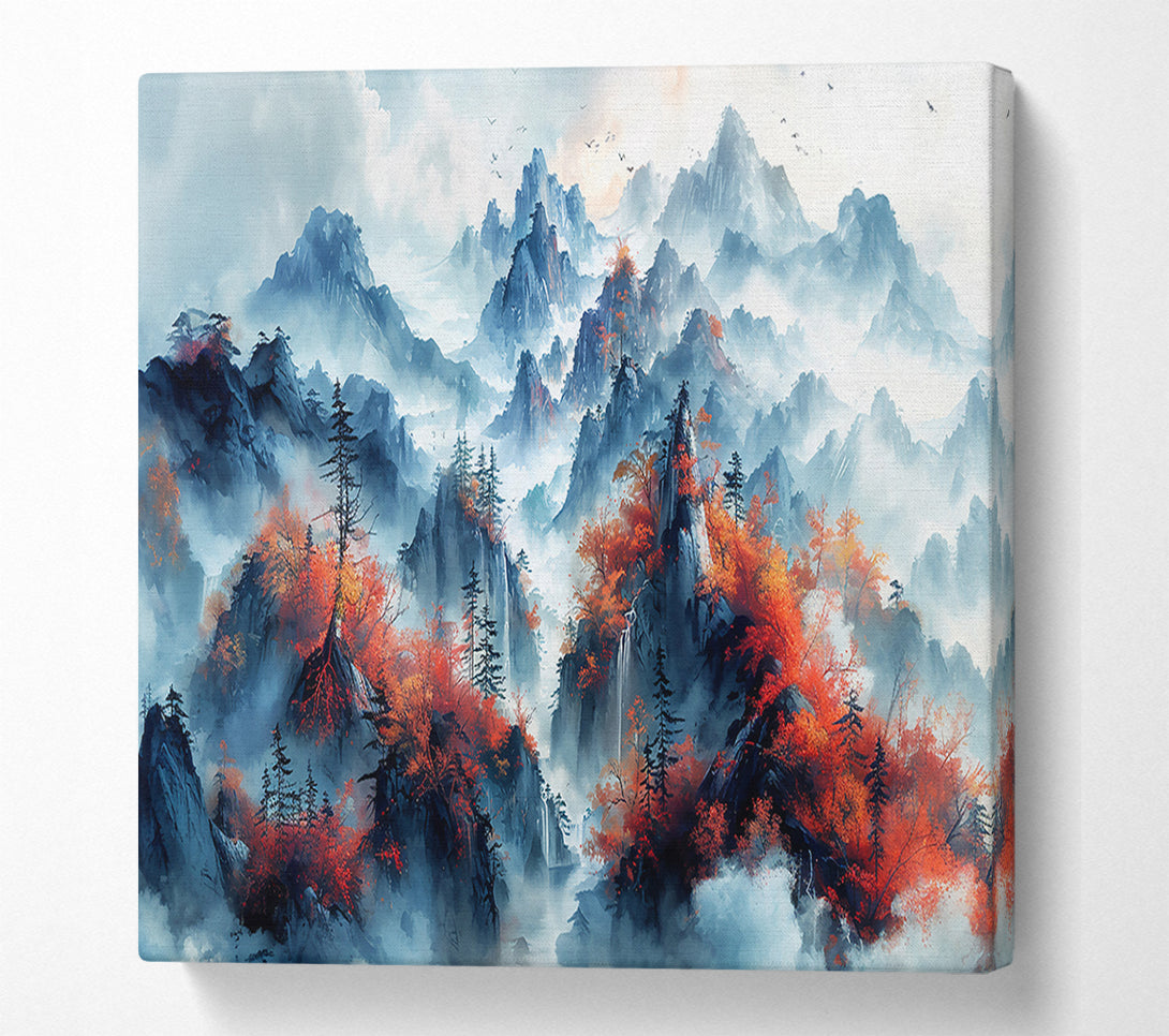  A Canvas Print of Azure Peaks In Crimson Canvas Wall Art