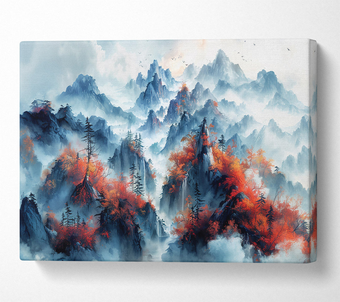  A Canvas Print of Azure Peaks In Crimson Canvas Wall Art