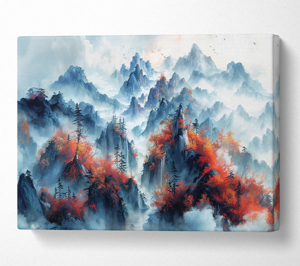  A Canvas Print of Azure Peaks In Crimson Canvas Wall Art