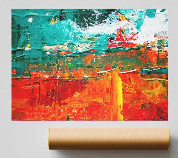 Orange And Teal Abstract Poster