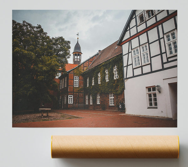 Red Brick Courtyard Print