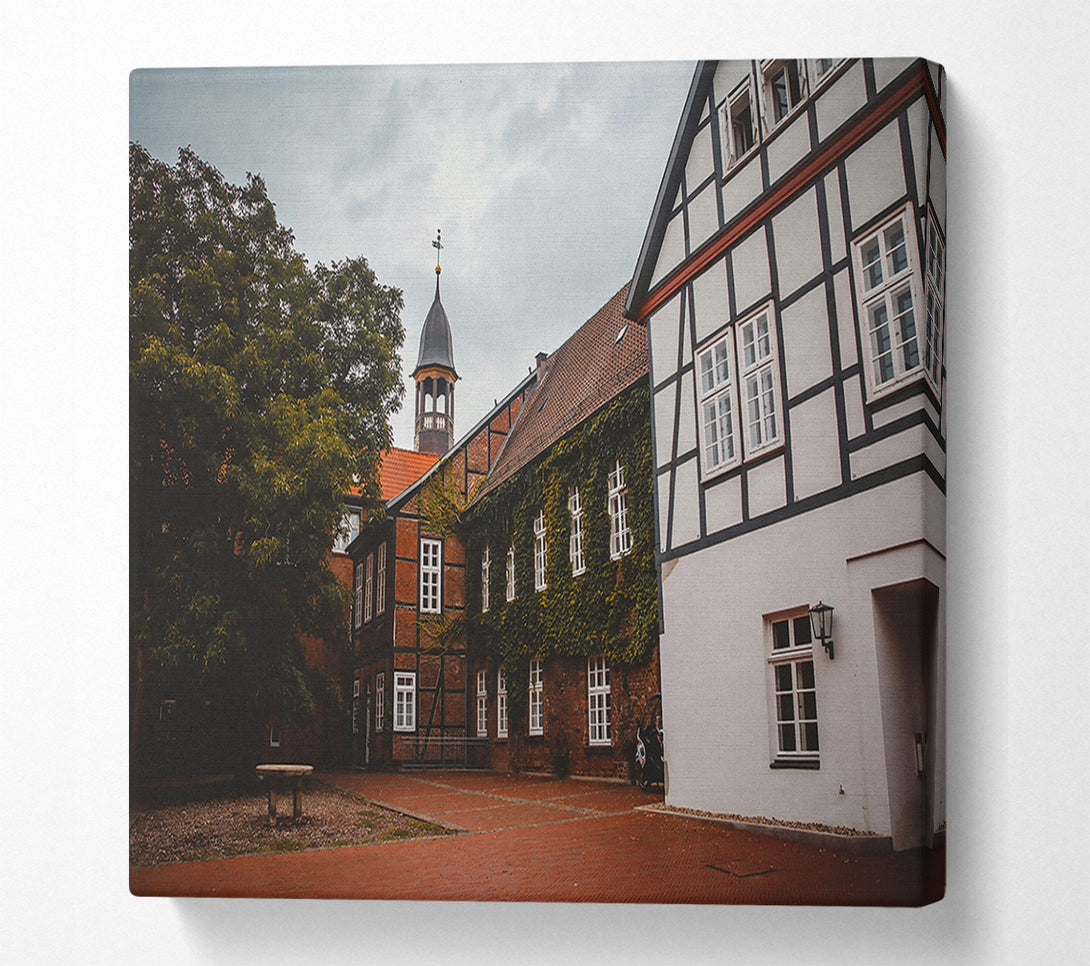  A Canvas Print of Red Brick Courtyard Canvas Wall Art