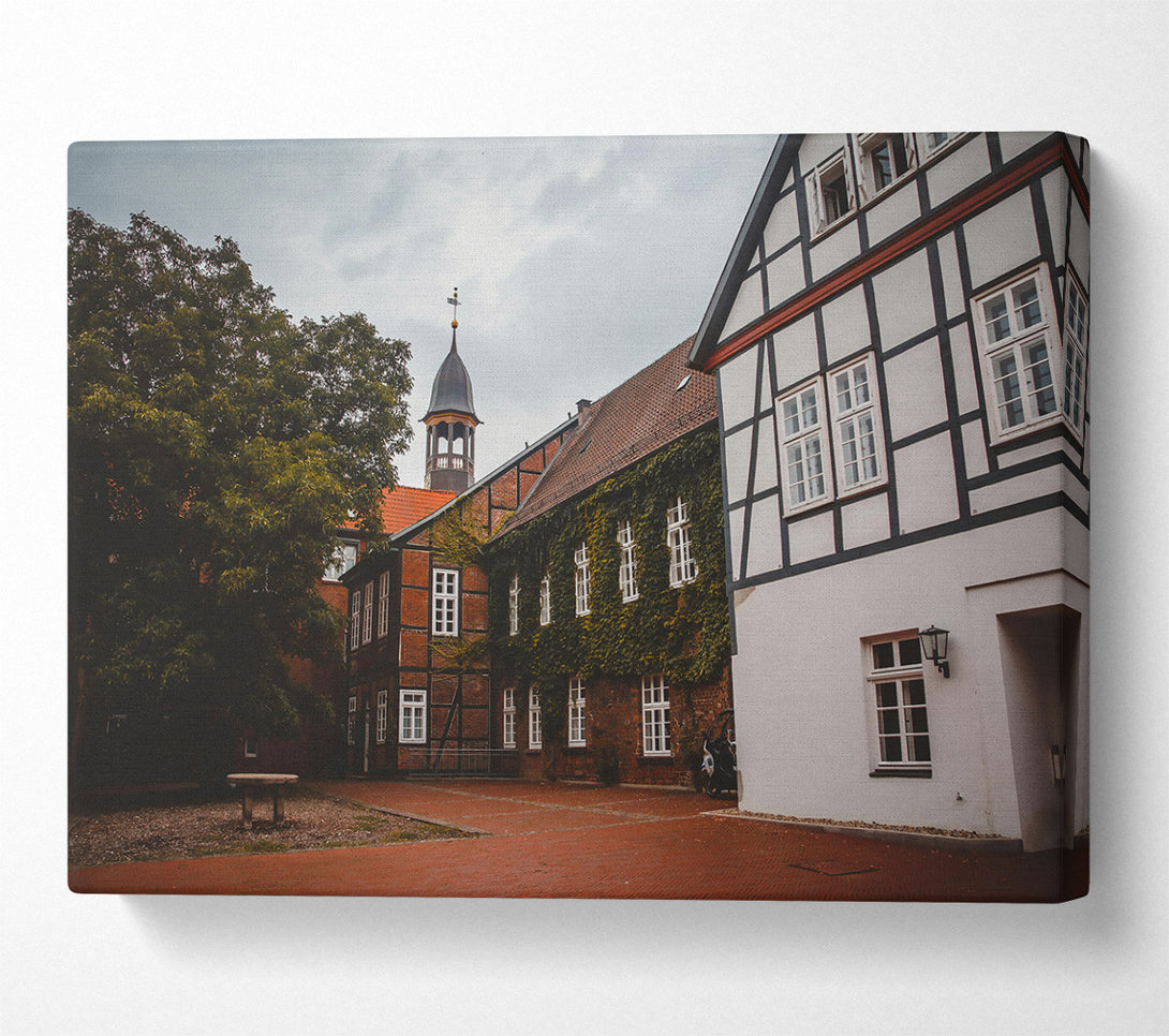  A Canvas Print of Red Brick Courtyard Canvas Wall Art