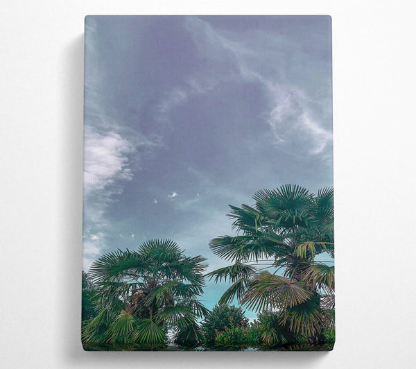  A Canvas Print of Pale Blue Palms Canvas Wall Art