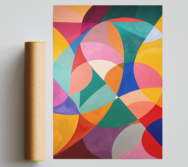 Teal Geometric Dance Giclee Print