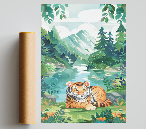 Orange Tiger'S Rest Poster