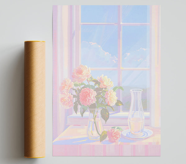 Pink Windowsill Still Life Giclee Print