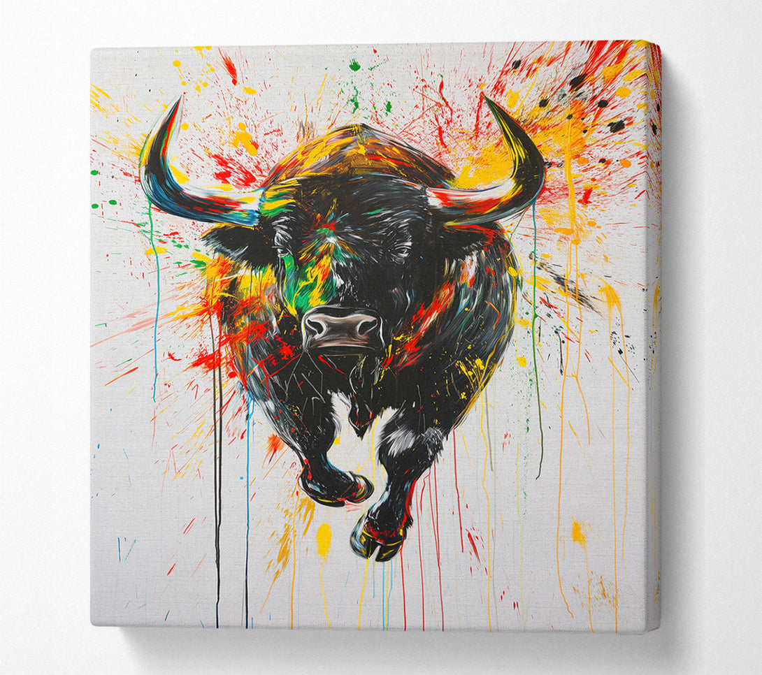  A Canvas Print of Bull Colour Splash Canvas Print