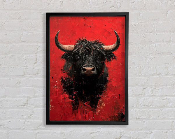 Bull Red Framed Print