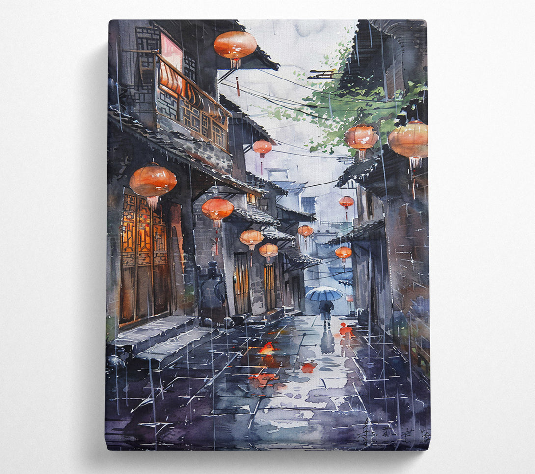  A Canvas Print of Red Lanterns In The Rain Canvas Print