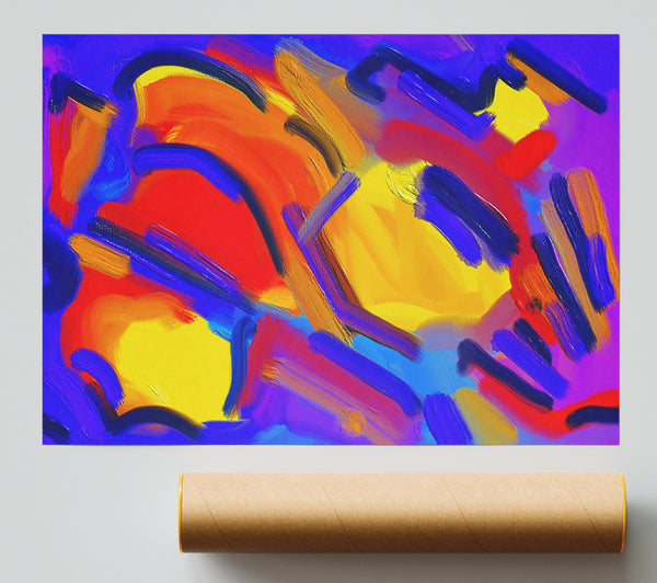 Yellow Blue Swirls Print