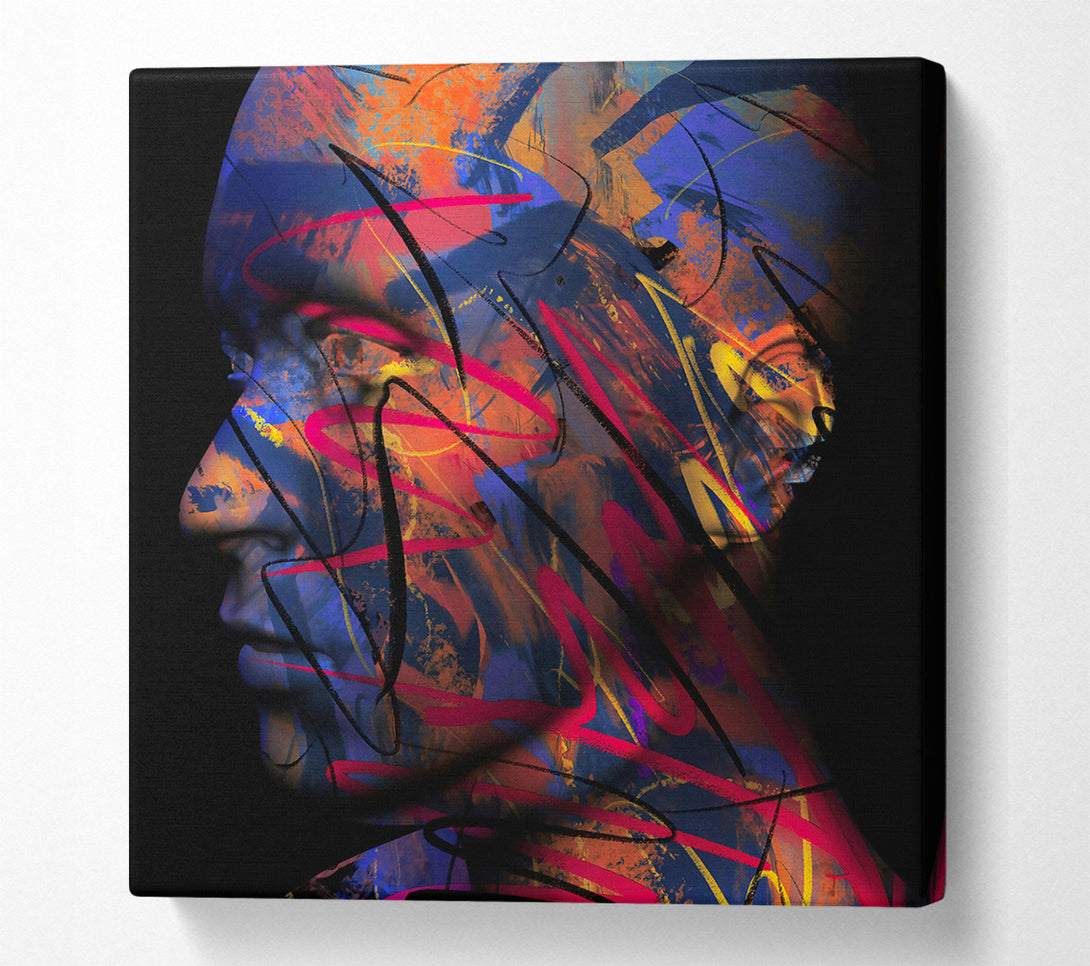  A Canvas Print of Crimson Abstract Portrait Canvas Art