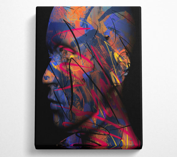  A Canvas Print of Crimson Abstract Portrait Canvas Art