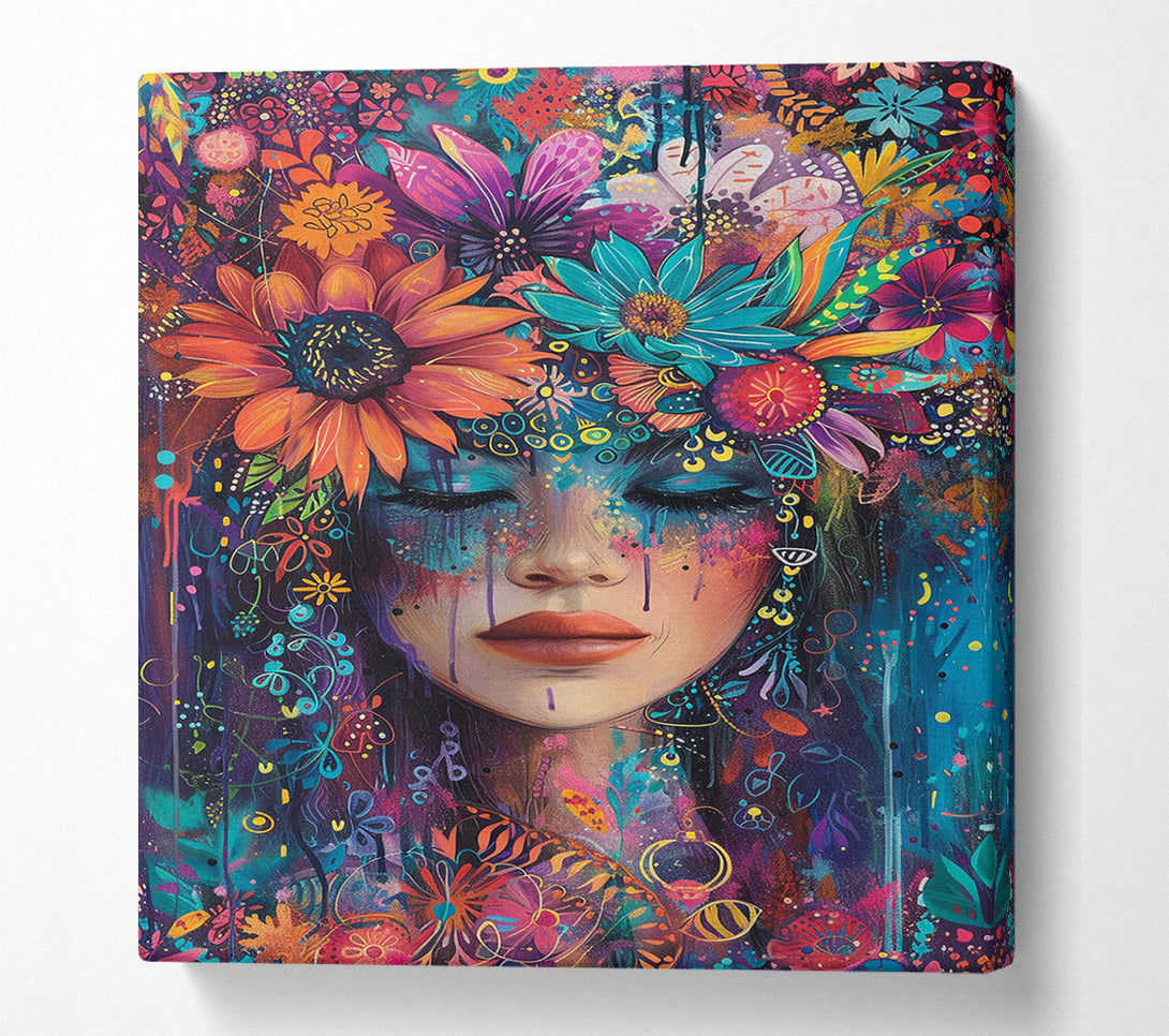  A Canvas Print of Bunch Of Flowers Head Canvas Art