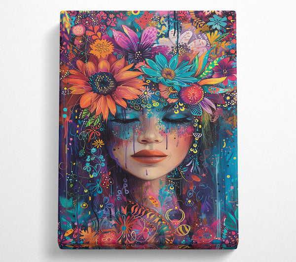  A Canvas Print of Bunch Of Flowers Head Canvas Art