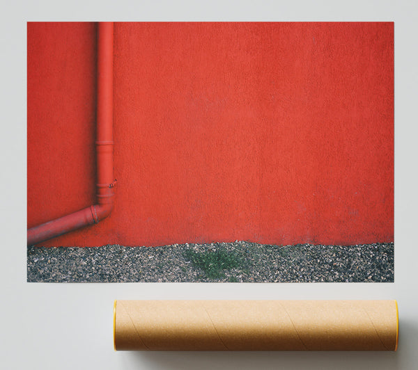 Red Wall And Pipe Print