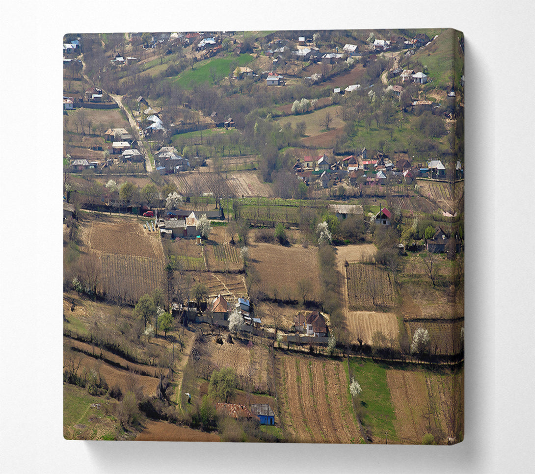  A Canvas Print of Brown Fields And Homes Canvas Print